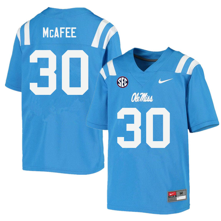 Fred McAfee Ole Miss Rebels NCAA Men's Powder Blue #30 Stitched Limited College Football Jersey ETN4758ZR